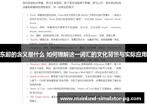 东超的含义是什么 如何理解这一词汇的文化背景与实际应用